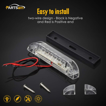 Partsam 4Pcs 4Inch Utility White 9 Led Strip Light Bar Clear Lens Waterproof 4 Boat Marine Lights Marker Lights For Truck Tr