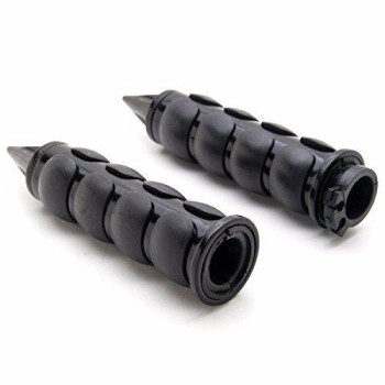 Httmt Trhb114A1Bk Spike Black Comfort Rubber Motorcycle Handlebar Hand Grips 1 Inch Custom Black Billet Grips Compatible W