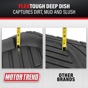 Motor Trend Mt921Bk Flextough Tortoise Heavy Duty Rubber Floor Mats For Car Suv Van Truck All Weather Protection Deep