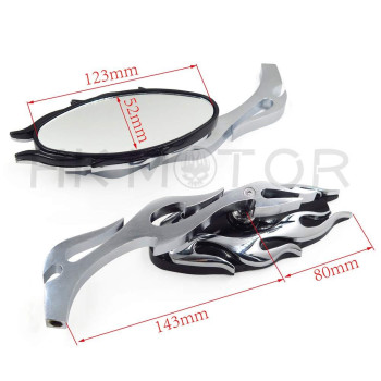 Hongk Motorcycle Flame Style Rearview Mirror Compatible With Any Cruiser Chopper Custom Chrome B01C0Sr16A