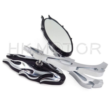 Hongk Motorcycle Flame Style Rearview Mirror Compatible With Any Cruiser Chopper Custom Chrome B01C0Sr16A