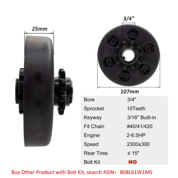 Fdj Minibike Go Kart Clutch 34 Bore 10 Tooth For 4041420 Chain