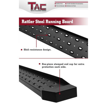 Tac 65 Running Boards Fit 19992016 Ford F250F350F450F550 Super Duty Regular Cab Truck Pickup Utility Black Rattler Steel