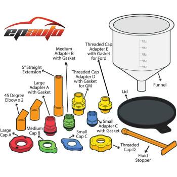 Epauto Spill Proof Radiator Coolant Filling Funnel Kit