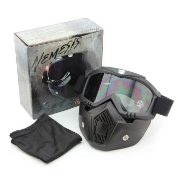 Outlaw Nemesis Motorcycle Face Mask With Detachable Goggles Black Riding Mask With Uv 400 Lens For Men And Women