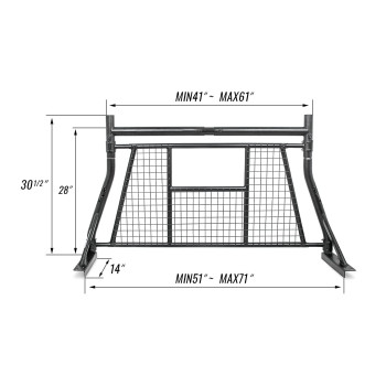 Aaracks Model X35W 800 Lb Capactiy Extendable Pickup Truck Rack With Protective Screen Set Black