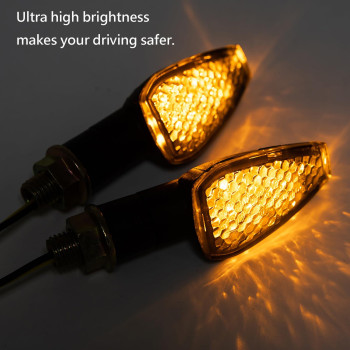 Evomosa Mini Stalk Arrow Light Motorcycle Turn Signals Lights 10Mm Universal Motorbike Led Indicator Blinker Amber Lamp2 Pcs