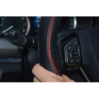 Rueesh Microfiber Leather Car Steering Wheel Cover Soft Padding Durable No Smell Universal 15 Inch Steering Cover Antislip