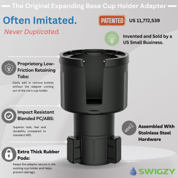 Swigzy Car Cup Holder Expander Adjustable Expandable Insert Extender Automotive Adapter Holds Hydroflask Yeti Nalgene Owal