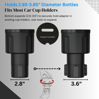 Swigzy Car Cup Holder Expander Adjustable Expandable Insert Extender Automotive Adapter Holds Hydroflask Yeti Nalgene Owal