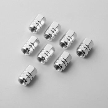 Eboot 8 Pieces Tire Stem Valve Caps Wheel Valve Covers Car Dustproof Tire Cap Hexagon Shape Silver