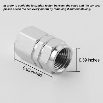 Eboot 8 Pieces Tire Stem Valve Caps Wheel Valve Covers Car Dustproof Tire Cap Hexagon Shape Silver