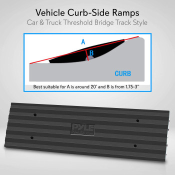 Pyle Car Driveway Curb Ramp Heavy Duty Rubber Threshold Ramp Also For Loading Dock Garage Sidewalk Truck Scooter Bike