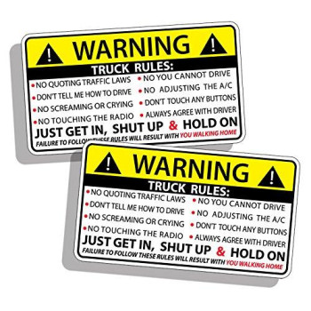 Funny Truck Safety Warning Rules Sticker Adhesive Vinyl Window Graphic Bumper