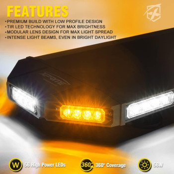 Xprite 27 White Amber Emergency Strobe Light Bar Black Hawk High Intensity Led Warning Security Rooftop Caution Lightbar For