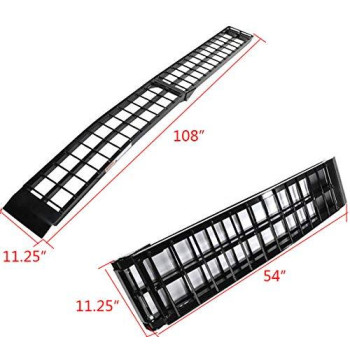 Motorhot 9Ft Ramps Portable Aluminum Folding Ramps For Utv Atv Loading Ramps Truck Ramp Pack Of 2 Black 1200 Lbs Max 108L X 11