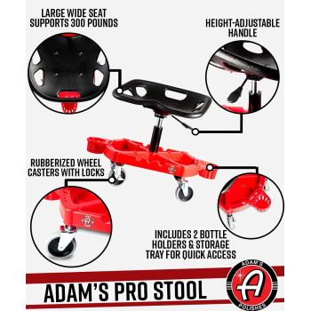 Adams Polishes Pro Rolling Stool Car Detailing Stool Chair Shop Stool With Wheels Garage Organizer Tool Organizer Tray Adj