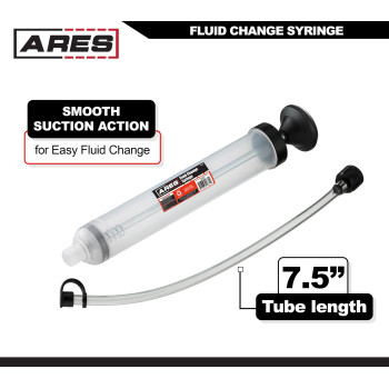 Ares 70920 Fluid Change Syringe Smooth Suction Action For Easy Fluid Change Ideal For Power Steering Fluid Brake Fluid Re