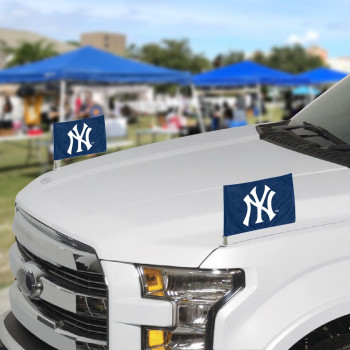 Fanmats 61848 New York Yankees Ambassador Car Flags 2 Pack Mini Auto Flags 4In X 6In Perfect For Hood Or Trunk