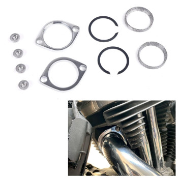 Harley Exhaust Flange Gasket Kit With Chrome Finish On Flanges And Acorn Nuts