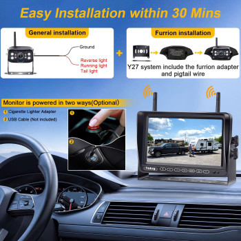 Rv Backup Camera Wireless Plug And Play Prewired For Furrion System Recording Wide View Rear View Camera Clear Night Vision Hd