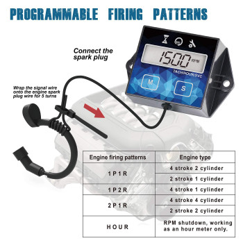 Runleader Small Engine Hour Meter Digital Tachometer Maintenance Reminder Battery Replaceable User Shutdown Use For Ztr Law