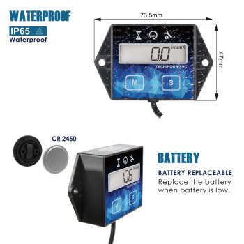 Runleader Small Engine Hour Meter Digital Tachometer Maintenance Reminder Battery Replaceable User Shutdown Use For Ztr Law