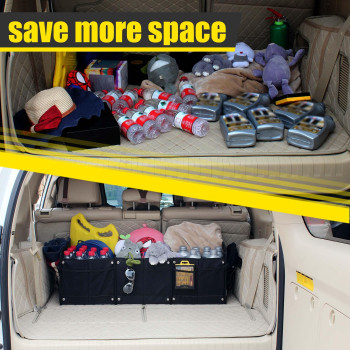 Geedar Large Trunk Organizer Car Organizers And Storage For Suv 3 Compartments Collapsible Portable Nonslip Bottom Tie Down Str