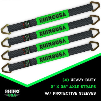 Rhino Usa Axle Tie Down Straps Lab Inspected 11 128Lb Break Strength Heavy Duty Protective Sleeves D Rings To Ensure Peac