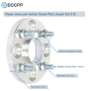 Eccpp 4Pcs 4 Lug Wheel Spacers Hubcentric 4X100 To 4X100 12X15 571Mm 15Mm Compatible With 20052010 For Chevrolet Cobalt 1995