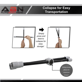 Abn Lug Nut Wrench 4 Way Lug Wrench Collapsible Tire Iron Wrench Adjustable Cross Wrench Universal Car Lug Nut Wrench