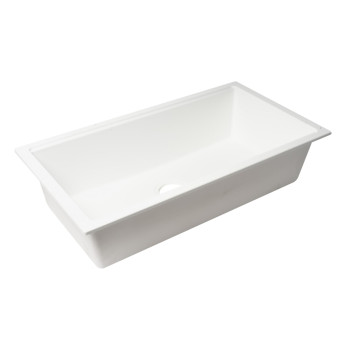 ALFI brand AB3418SBUM-W White 33 Granite Composite Workstation Step Rim Single Bowl Undermount Sink with Accessories