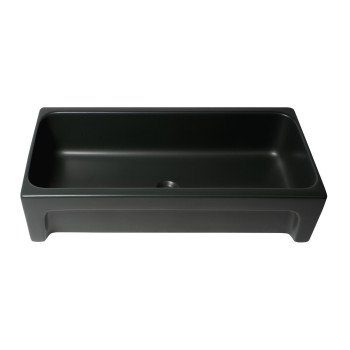 ALFI brand AB36TRBM 36 Black Matte Above Mount Fireclay Bathroom Trough Sink