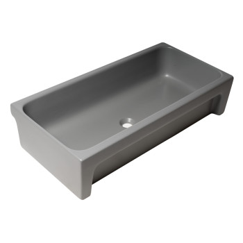 ALFI brand AB36TRGM 36 Grey Matte Above Mount Fireclay Bathroom Trough Sink