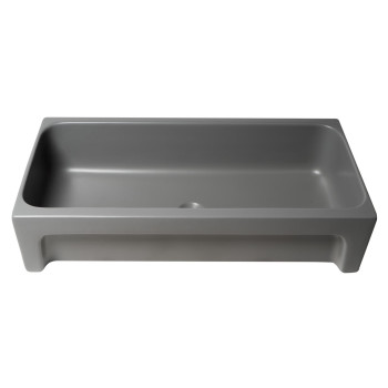 ALFI brand AB36TRGM 36 Grey Matte Above Mount Fireclay Bathroom Trough Sink