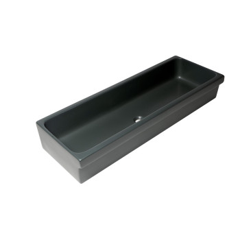 ALFI brand AB48TRBM 48 Black Matte Above Mount Fireclay Bathroom Trough Sink