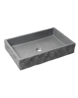 ALFI brand ABCO24R 24 Solid Concrete Chiseled Style Rectangular Above Mount Vessel Sink