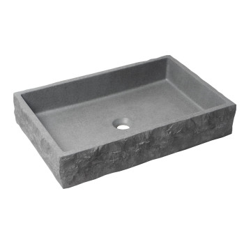 ALFI brand ABCO24R 24 Solid Concrete Chiseled Style Rectangular Above Mount Vessel Sink