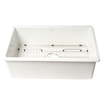 ALFI brand ABF3018UD-W White 30 x 18 Fireclay Undermount / Drop In Fireclay Kitchen Sink