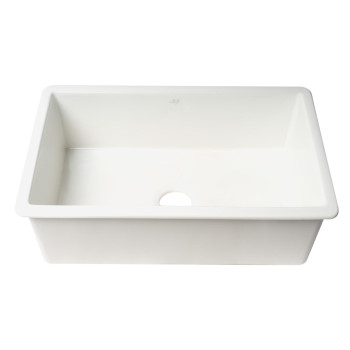 ALFI brand ABF3018UD-W White 30 x 18 Fireclay Undermount / Drop In Fireclay Kitchen Sink