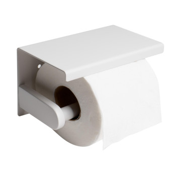 ALFI brand ABTPC66-W White Matte Stainless Steel Toilet Paper Holder with Shelf