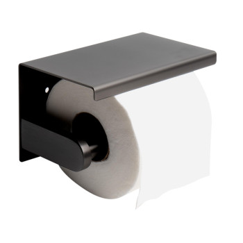 ALFI brand ABTPP66-BB Brushed Black PVD Stainless Steel Toilet Paper Holder with Shelf