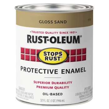 Rustoleum 7771502 Stops Rust Brush On Paint Quart Gloss Sand 32 Fl Oz