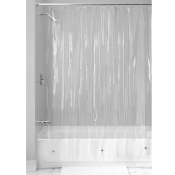 Idesign Vinyl Long Weighted Shower Curtain Liner Clear