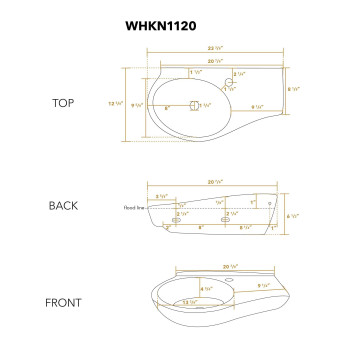 Isabella Collection Curve Shape Wall Mount Basin with Integrated Oval Bowl, Single Faucet Hole and Center Drain