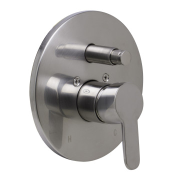 ALFI brand AB3101-BN Brushed Nickel Shower Valve Mixer with Rounded Lever Handle and Diverter