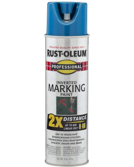 Rustoleum 266575 Professional 2X Distance Inverted Marking Spray Paint 15 Oz Caution Blue