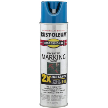 Rustoleum 266575 Professional 2X Distance Inverted Marking Spray Paint 15 Oz Caution Blue