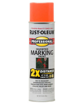 Rustoleum 266579 Professional 2X Distance Inverted Marking Spray Paint 15 Oz Fluorescent Orange