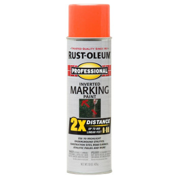 Rustoleum 266579 Professional 2X Distance Inverted Marking Spray Paint 15 Oz Fluorescent Orange